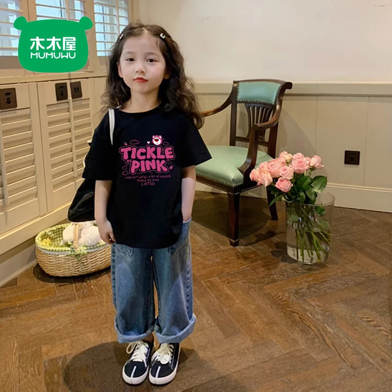 木木屋A类纯棉儿童夏装新款男女童短袖T恤宝宝洋气简约上衣潮ins