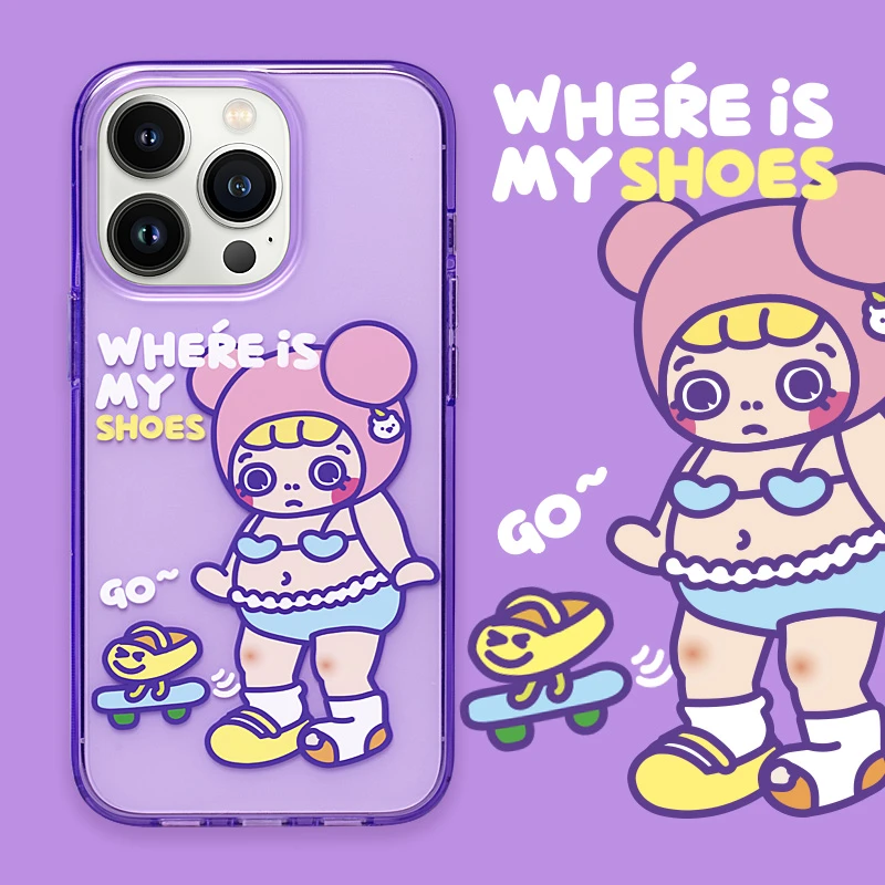 PaPaPa制造局荧光紫色iPhone14ProMax苹果13手机壳适用12原创可爱