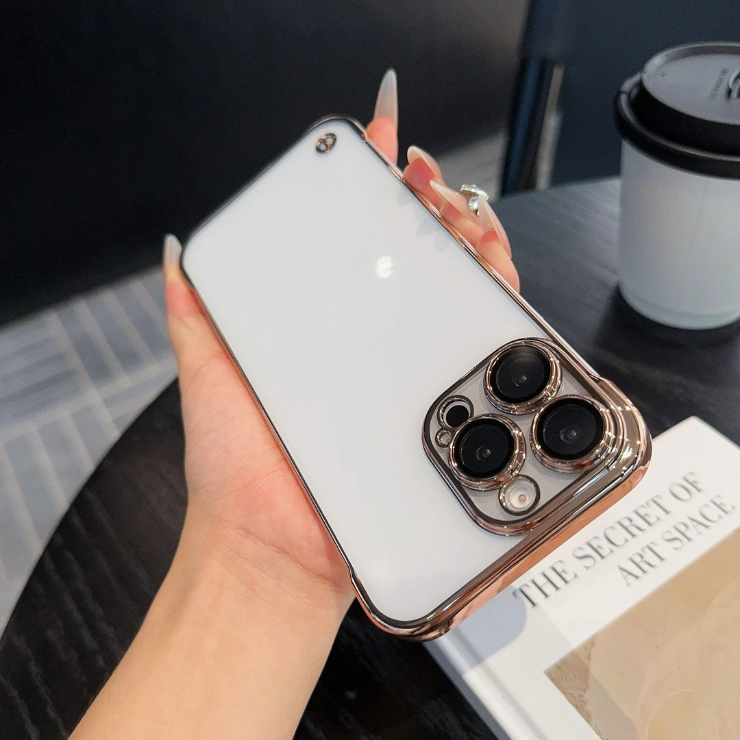 适用iPhone16proamx电镀带镜头膜轻薄手机壳苹果16高清透明保护套