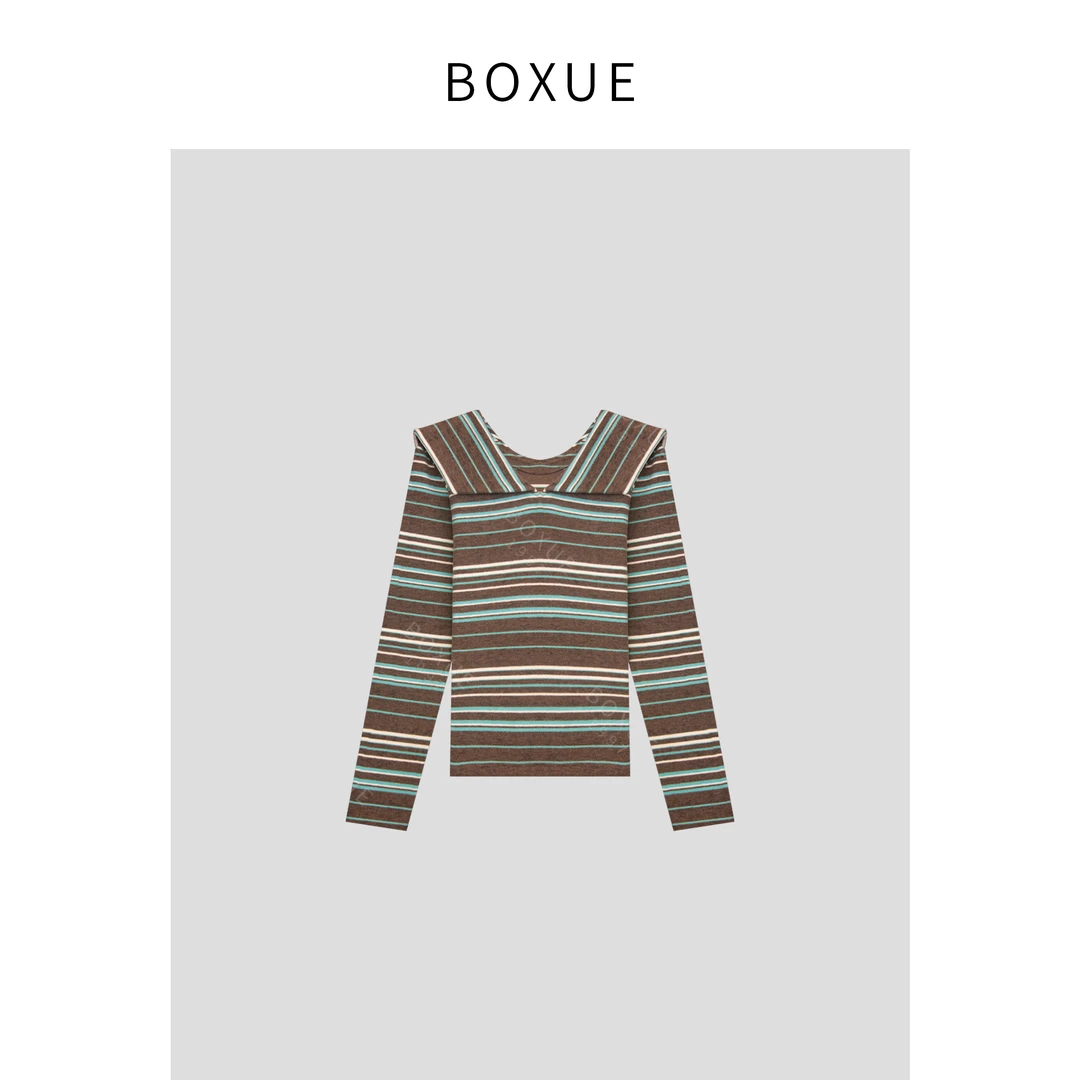 BOXUE  ‘’云微‘’ 2024秋季新款高级感条纹轻奢卫衣#240915WY71