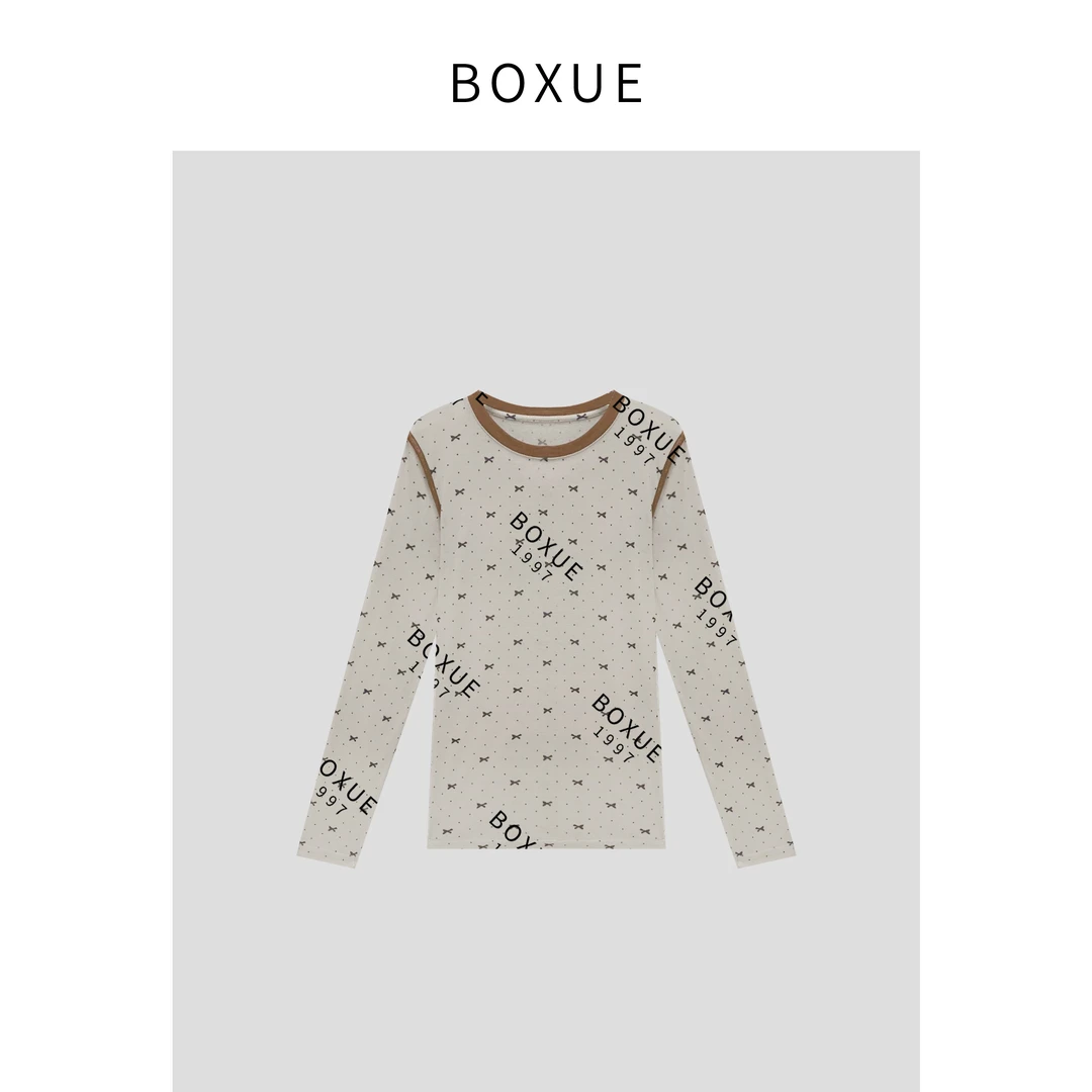 BOXUE “波点蝴蝶结” 2024春季新款设计师百搭 T恤#240423T727