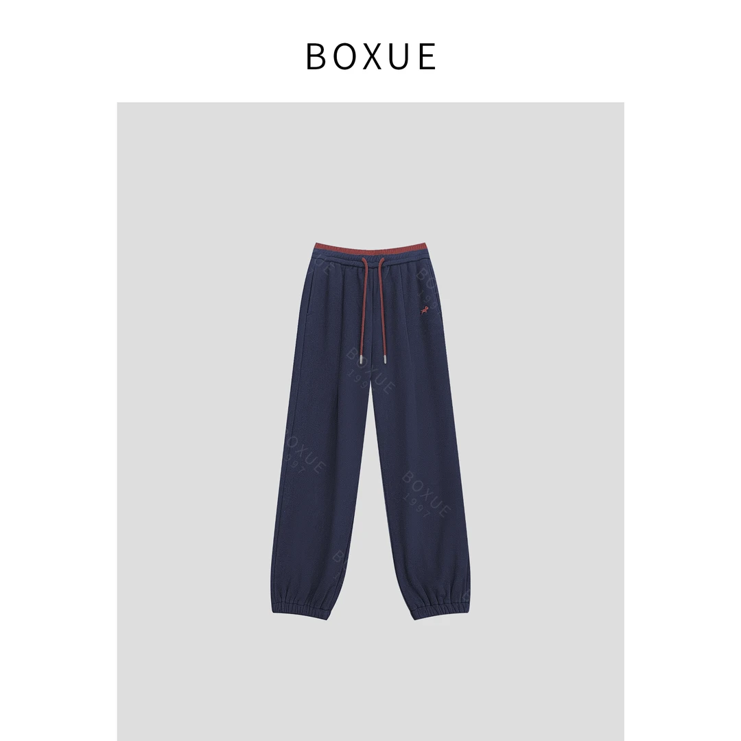 BOXUE “维利雅”2024秋季高级感羊.绒休闲卫裤 裤子 #241014K002