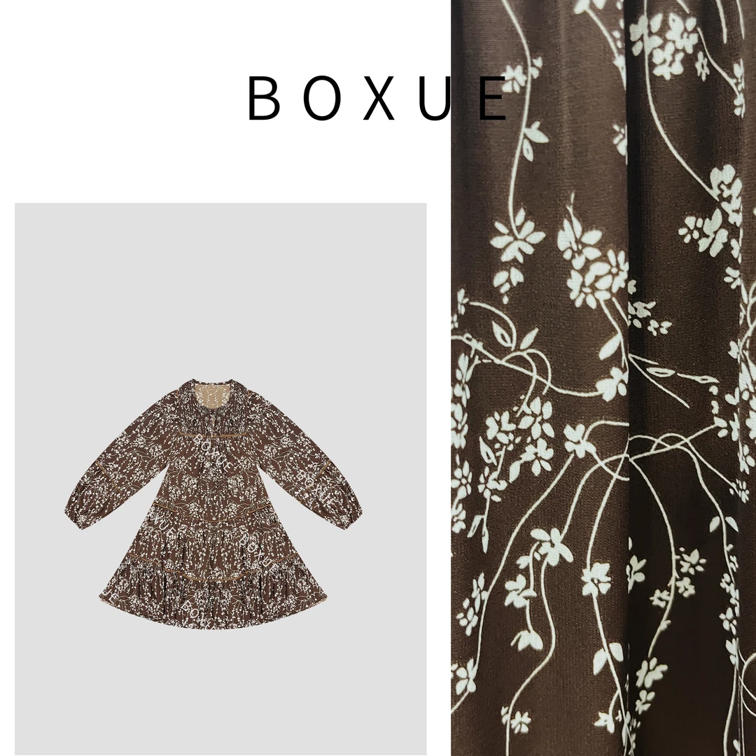 BOXUE“桔梗”2024春季休闲时尚百搭碎花连衣裙 裙子#240316Q712