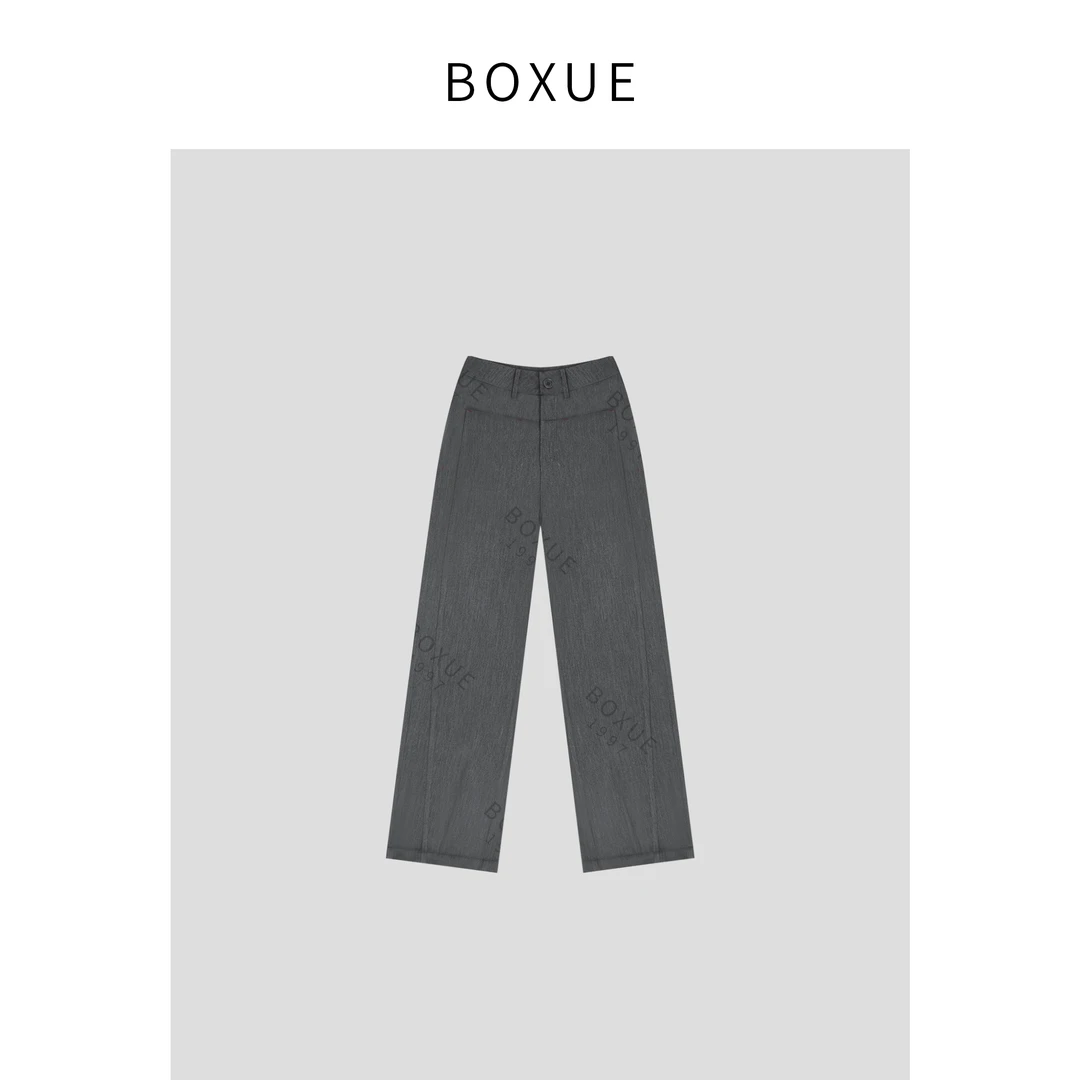BOXUE “威尼斯” 2024秋季新款高腰显瘦直筒西装裤裤子#240810K112