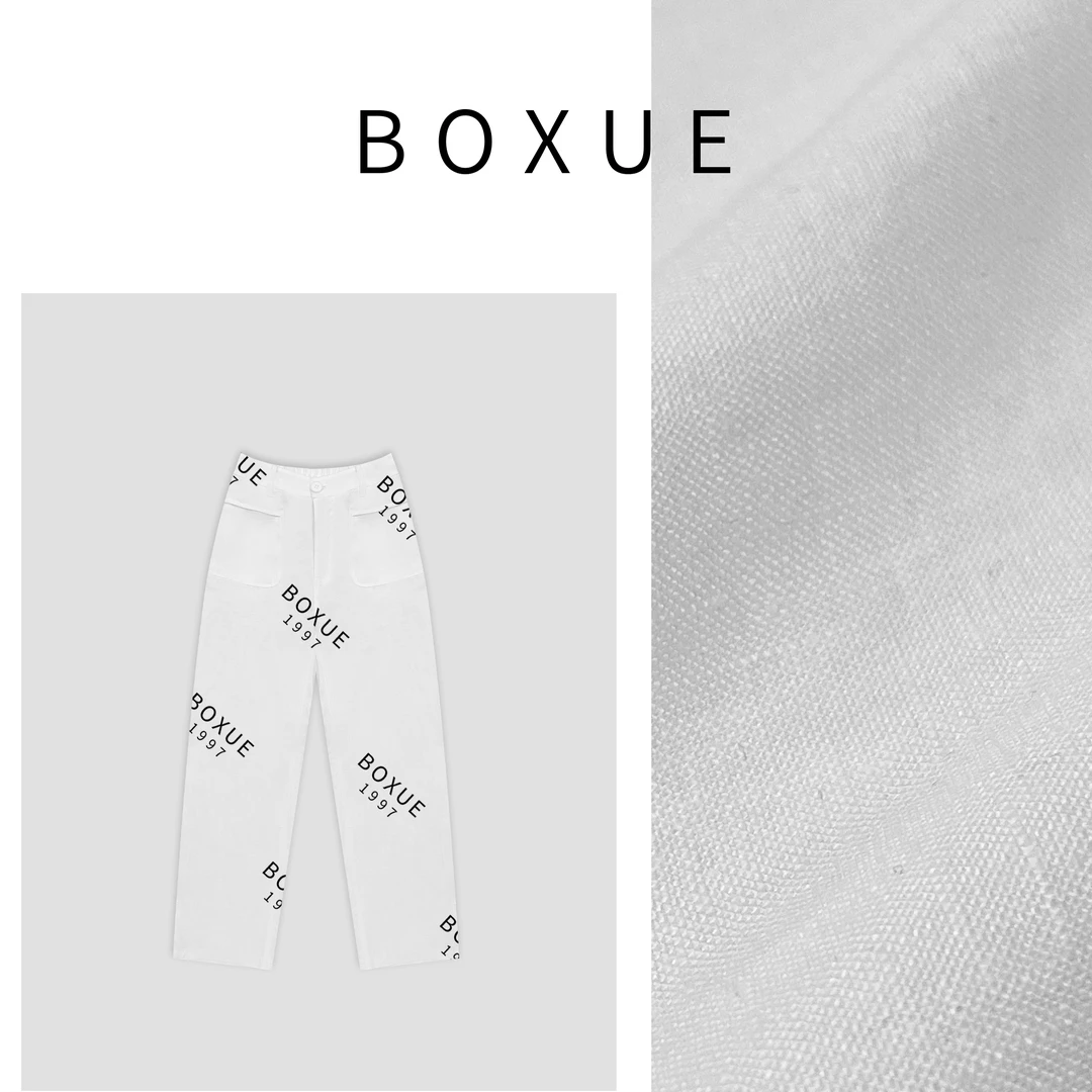 BOXUE“亚麻白裤”2024春季新款100亚麻休闲裤 #240326K717