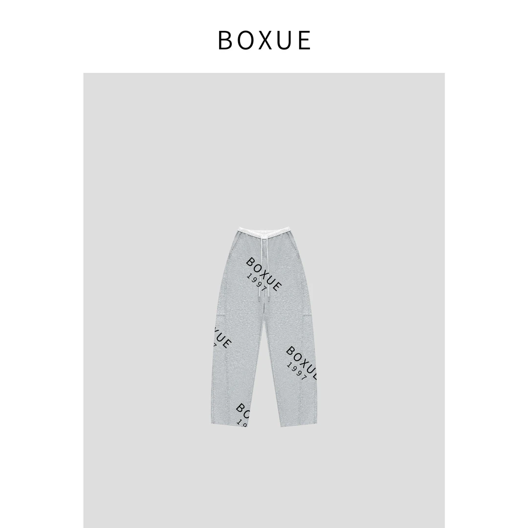 BOXUE “醋酸弯刀裤” 2024春季新款松紧腰休闲 裤子 #240311K75