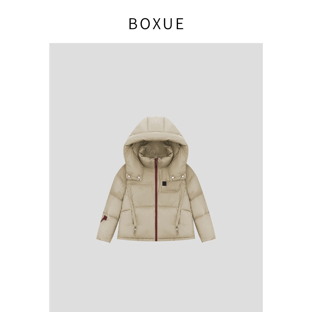 BOXUE“奶酪”2024冬季高级感90鸭绒连帽羽绒服 外套#241021YR316