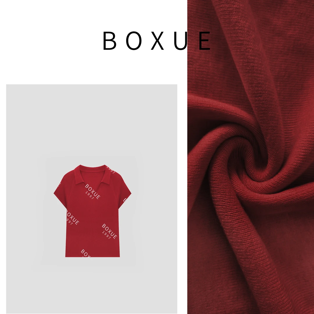 BOXUE “酒红Pola” 2024秋季新款高级感百搭 T恤#240722T53