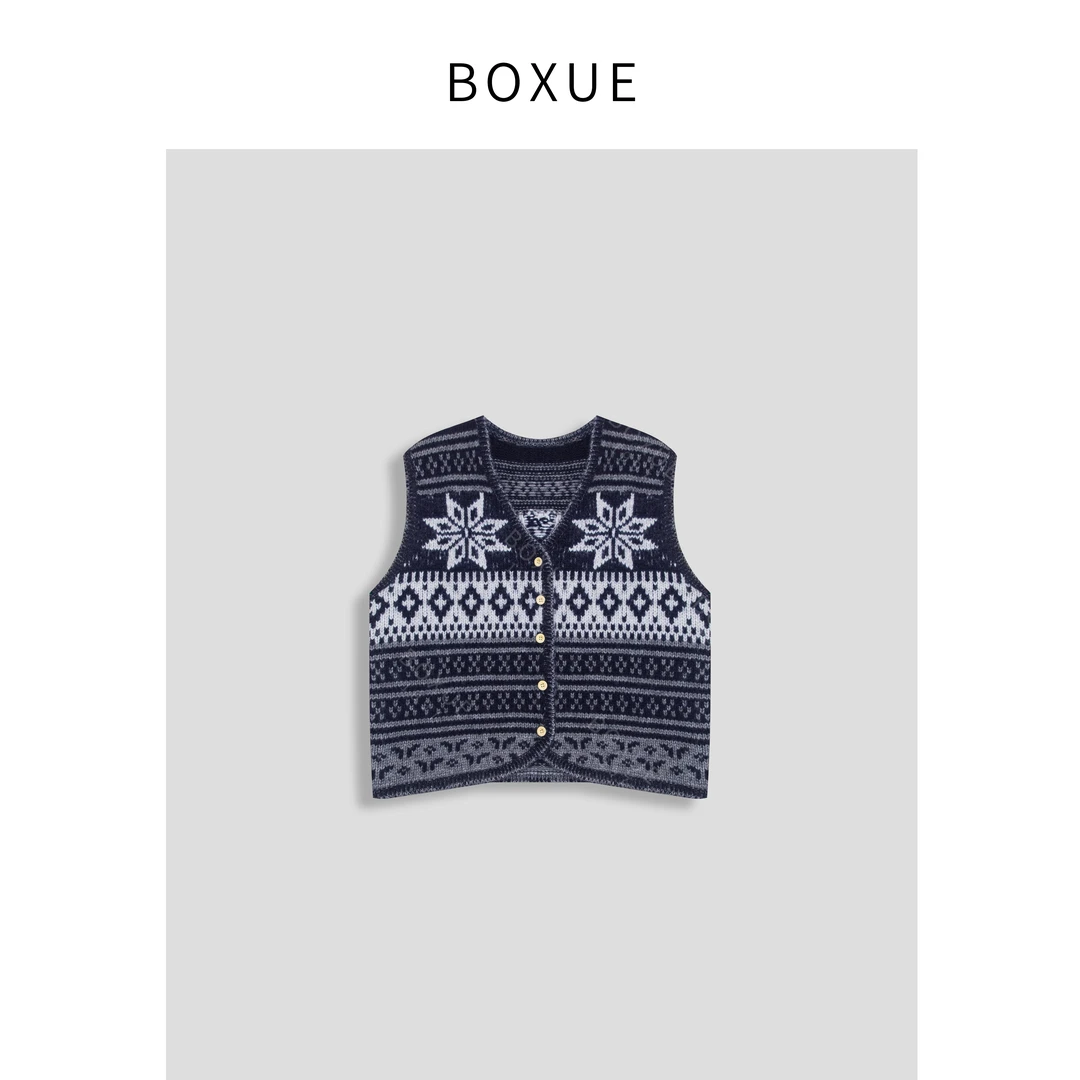 BOXUE “银烁”2024冬款新款高级感绵羊.毛百搭马夹 毛衣#241126W56