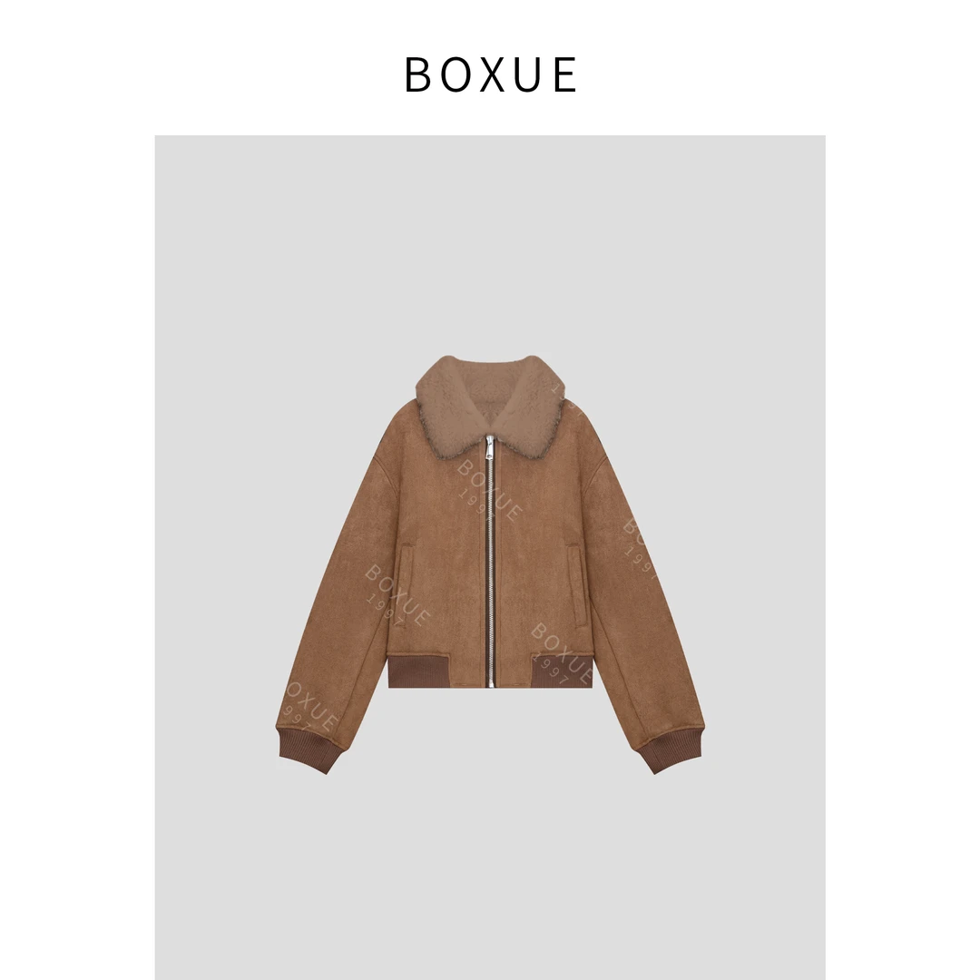 BOXUE“山脉” 2024冬季新款高级感羊毛翻领轻奢 外套#241025W77