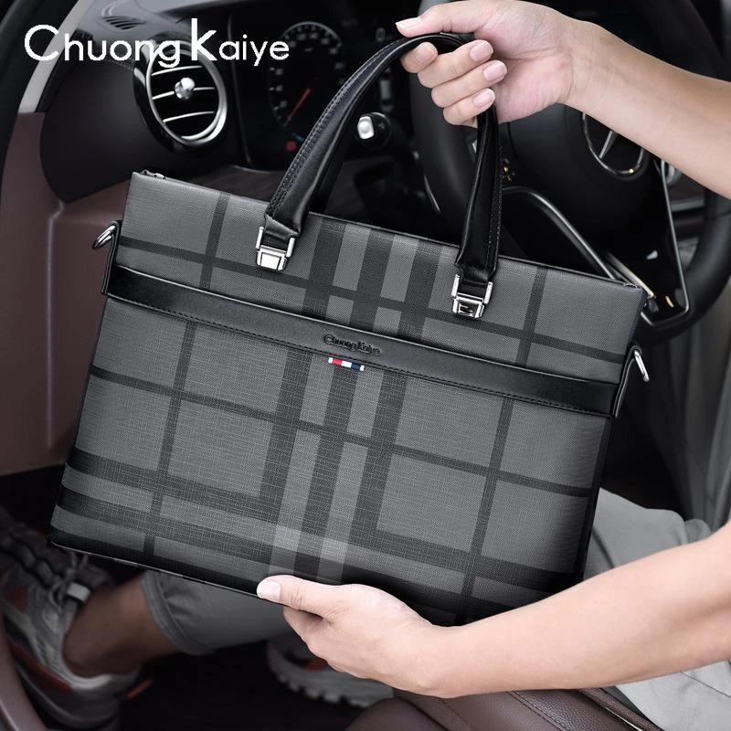 ChuongKaiye男士手提包大容量公文包商务出差休闲横款潮时尚潮流