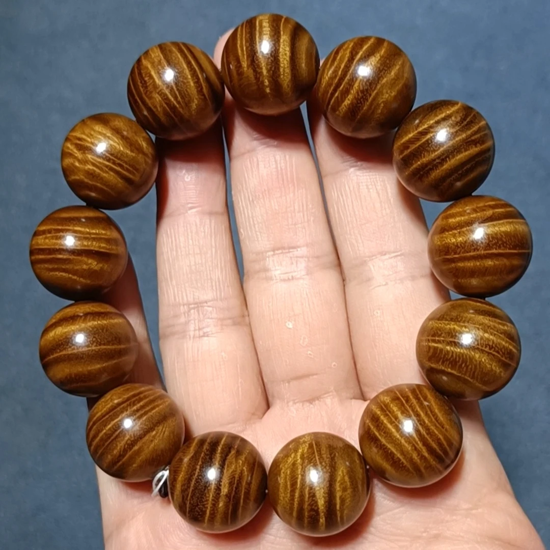 1.8闪电纹水波纹金丝楠木老料手串佛珠小叶桢楠木制品手把玩