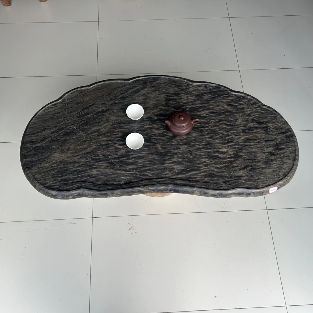 端砚石茶盘砚台奇石茶几虎皮纹石茶台茶桌 天然石纹 石质滋润细腻