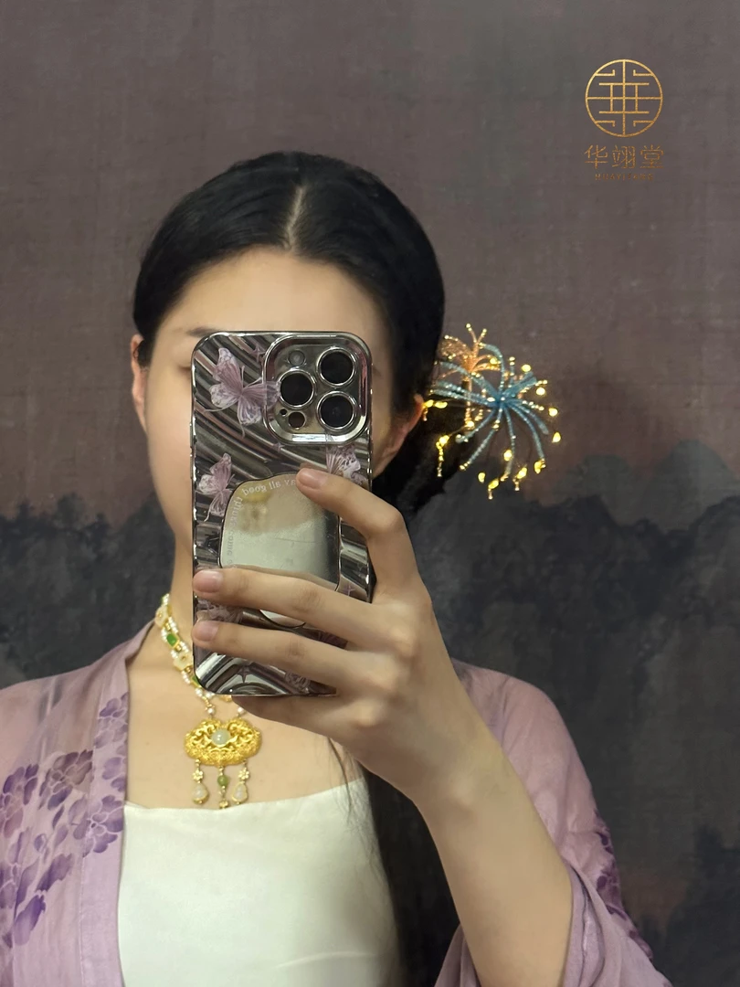 华翊堂原创设计手工铜镀金烟花簪