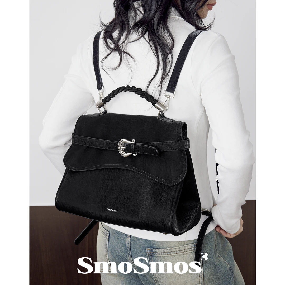 SmoSmos【心箭包】复古风双肩包小众辣妹多功能电脑包单肩斜挎包