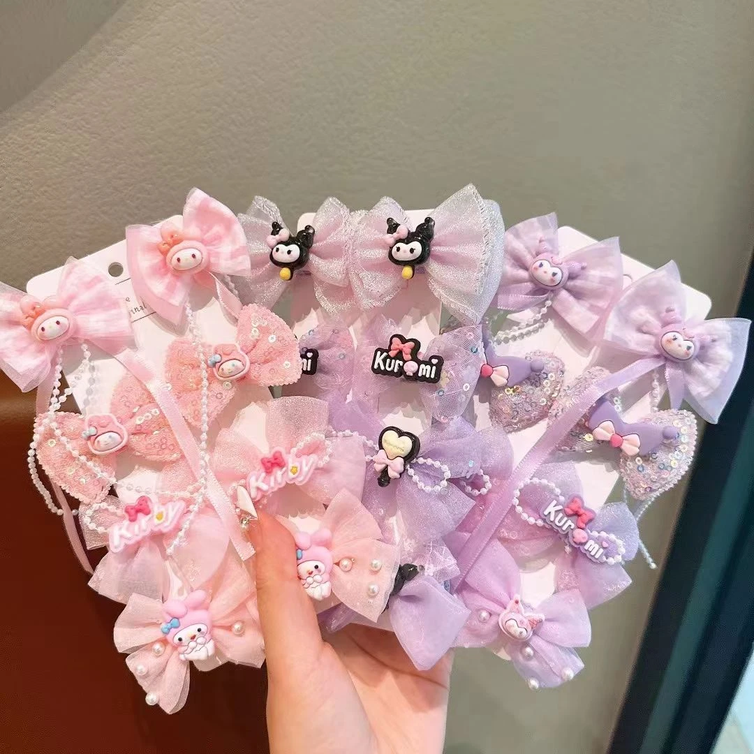 三丽鸥儿童蝴蝶结发夹公主超仙布艺夹子女孩碎发刘海夹不伤发发卡