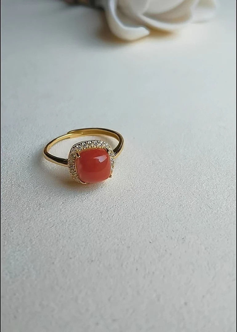 天然简约南红玛瑙开口戒