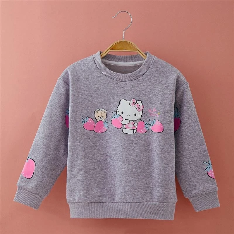 HelloKitty可爱卡通女童秋冬保暖加绒圆领卫衣儿童时尚上衣ZB