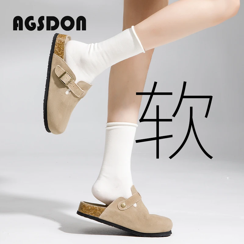 奥古狮登百搭勃肯鞋女2025新款春秋厚底包头半拖鞋外穿博肯女单鞋