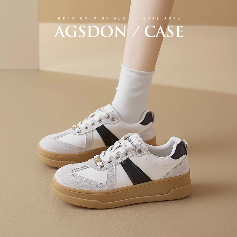 奥古狮登德训鞋女2024夏季新款经典复古休闲百搭运动板鞋厚底增高