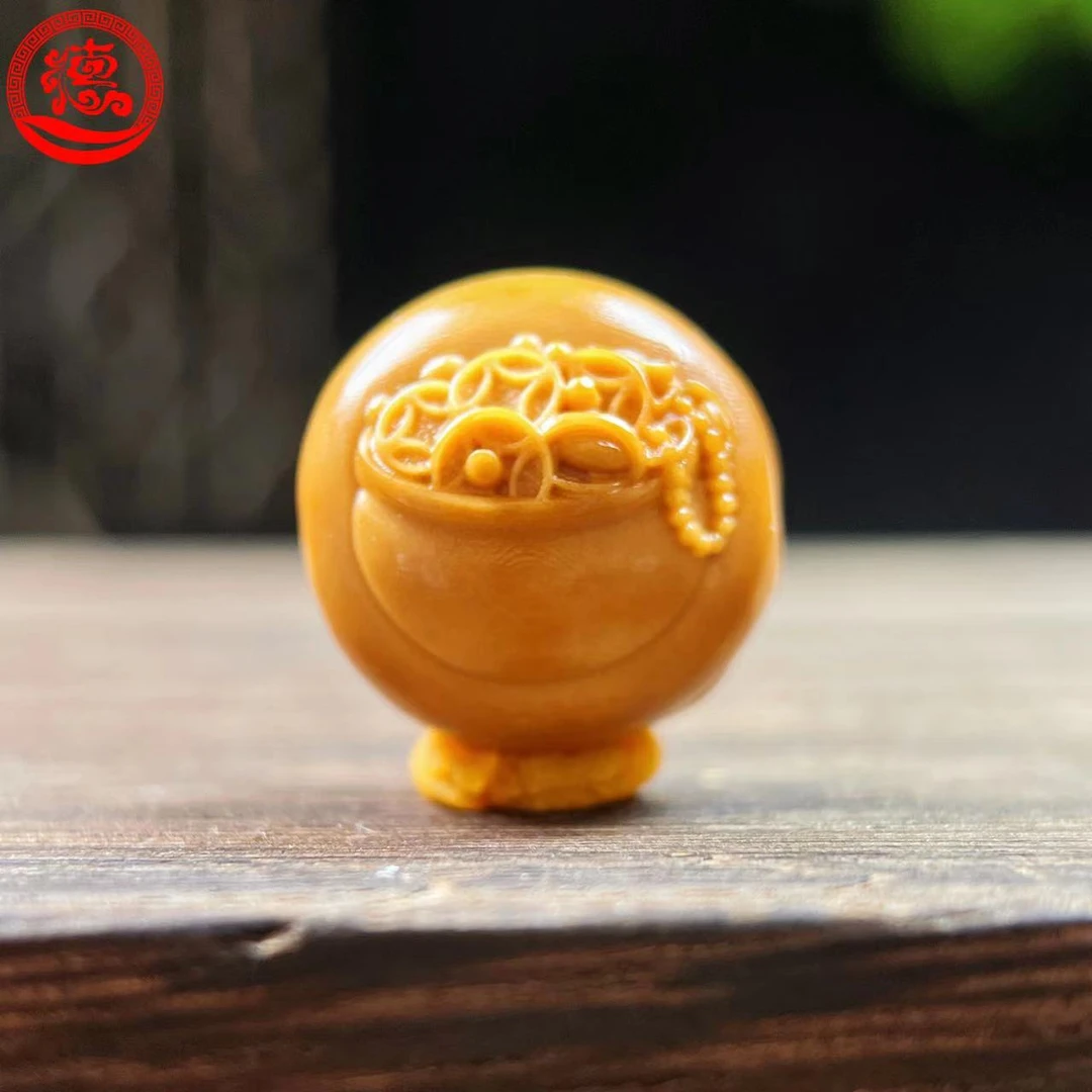 猴头核桃1.4聚宝盆荷叶款珠文玩单粒男女同款吊坠送礼物手工雕刻