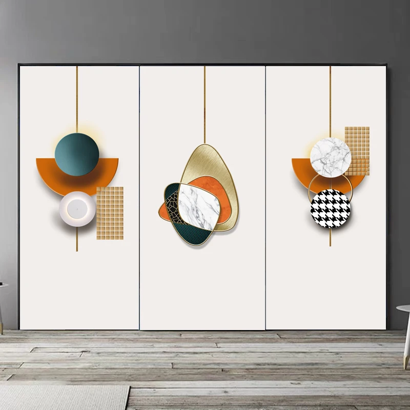 简约现代抽象几何图装饰门贴北欧轻奢大气衣柜玻璃门贴纸整张自粘