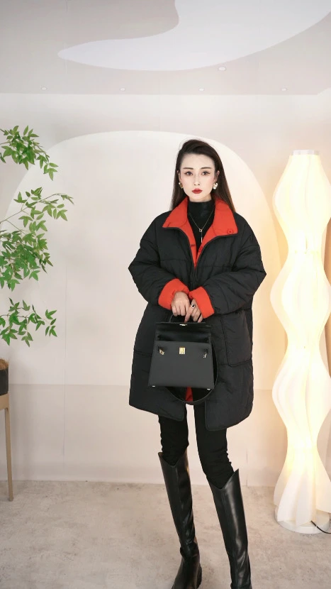 88879秋冬新款2024宽松休闲时尚加厚两面穿棉衣外套女