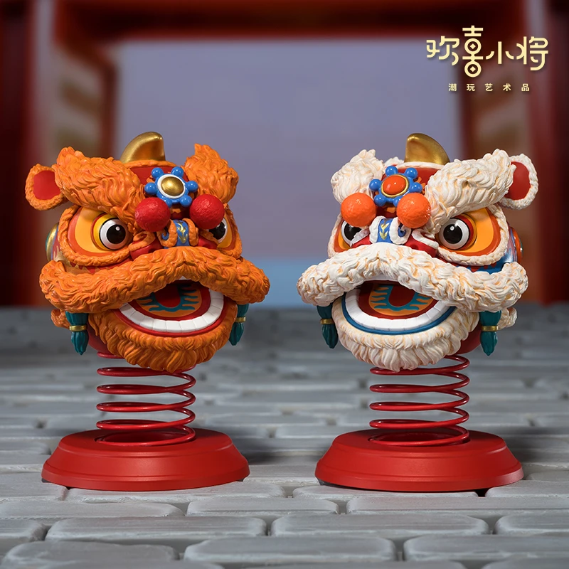 铜师傅 欢喜小将《吉祥如意醒狮》弹簧摇头创意摆件潮玩艺术品