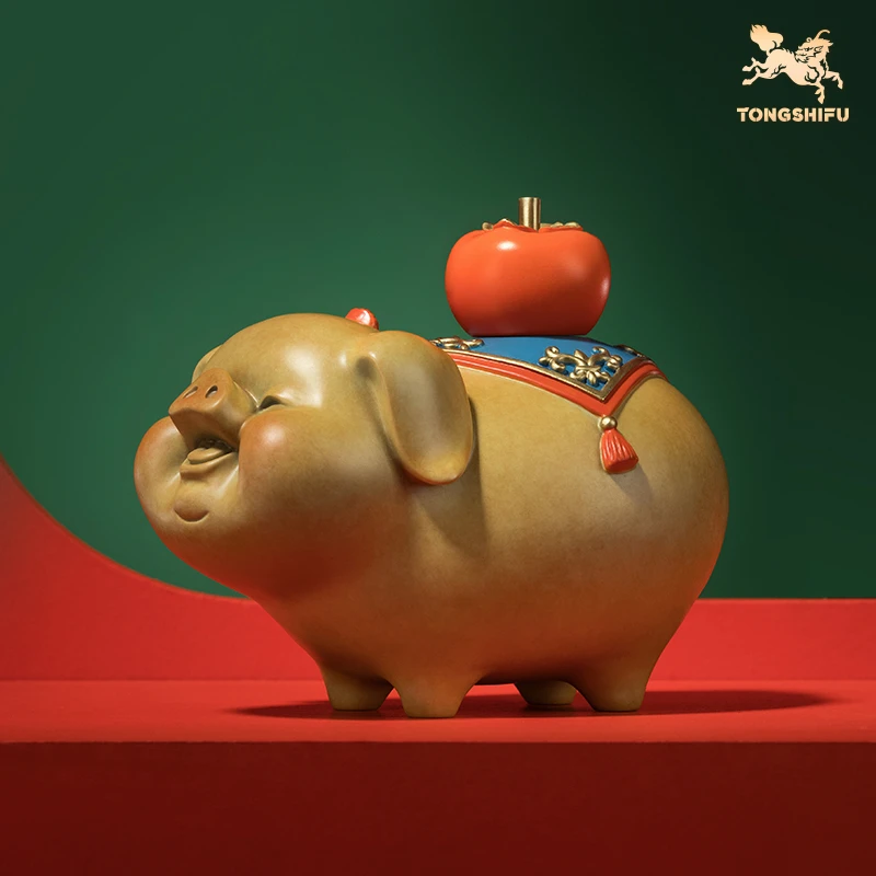 铜师傅 《诸事大吉》 客厅桌面铜猪摆件 家居装饰工艺品