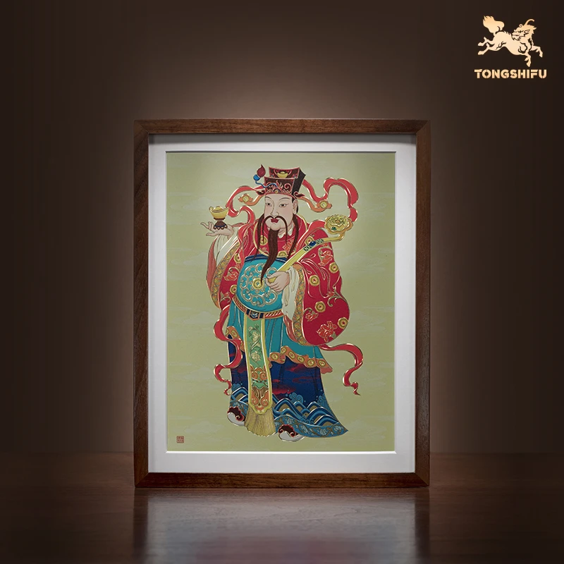 铜师傅 手工錾刻 铜雕画《财爷爷（桌面）》书房客厅办公室装饰画精致