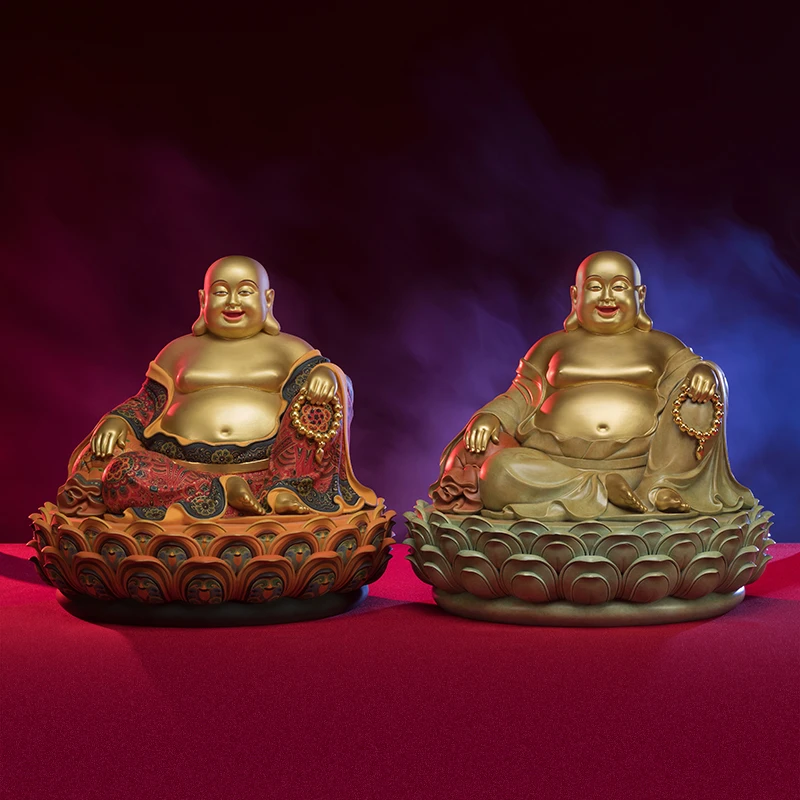太铜《弥勒佛》铜摆件 大肚笑佛 佛堂玄关柜家居装饰高端艺术品摆件