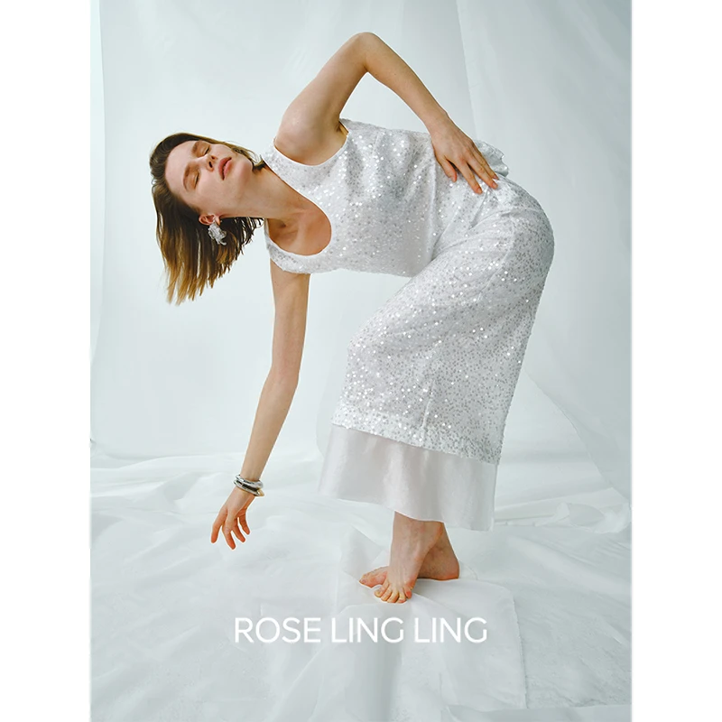 RoseLingLing博主挚爱_獨家Jue美浪漫重工万针刺绣珠片背心半身裙