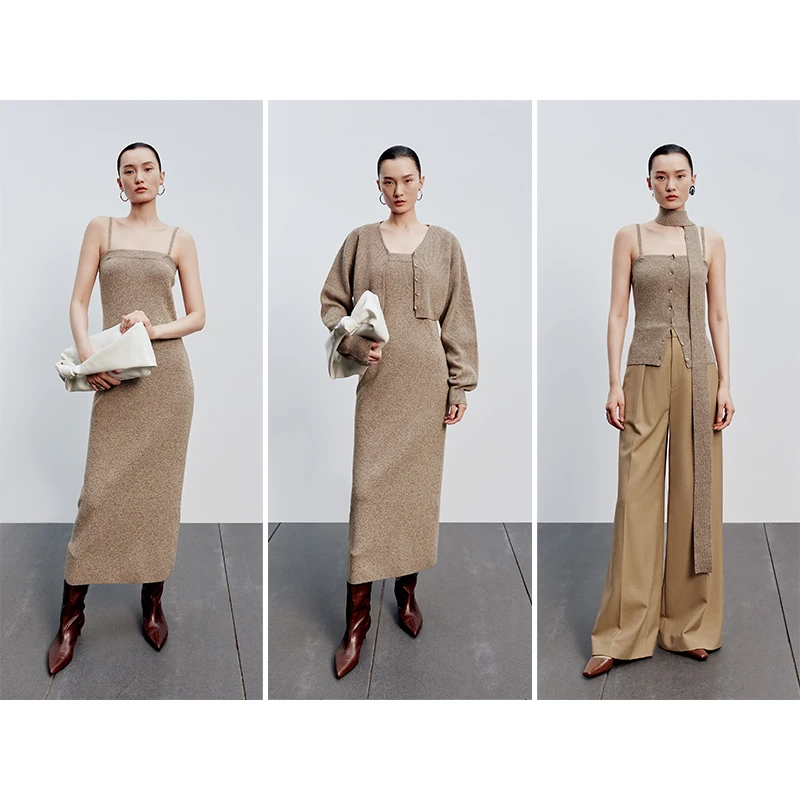 Roselingling时装自由叠穿 高腰短开衫/背心/吊带裙/围巾