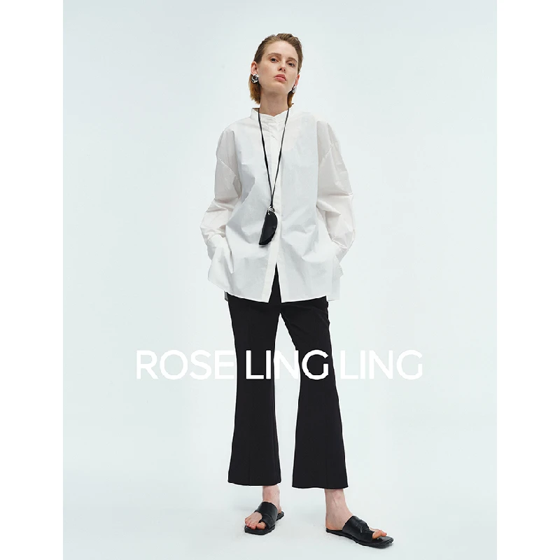 Roselingling通勤神裤抗皱免熨易打理显高显瘦复古佰搭微喇八分裤