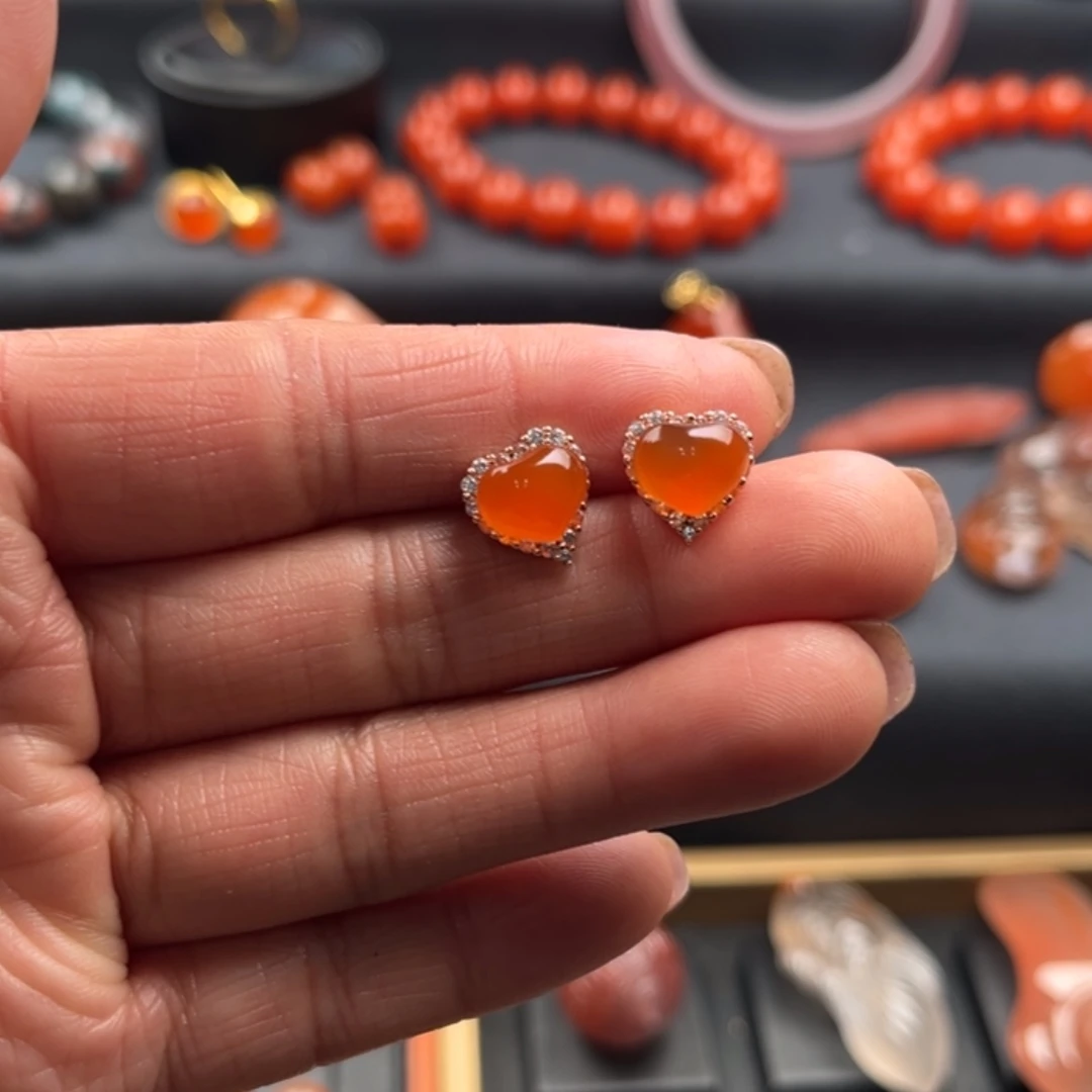 【闪购商品】南红玛瑙耳饰合金天**哇