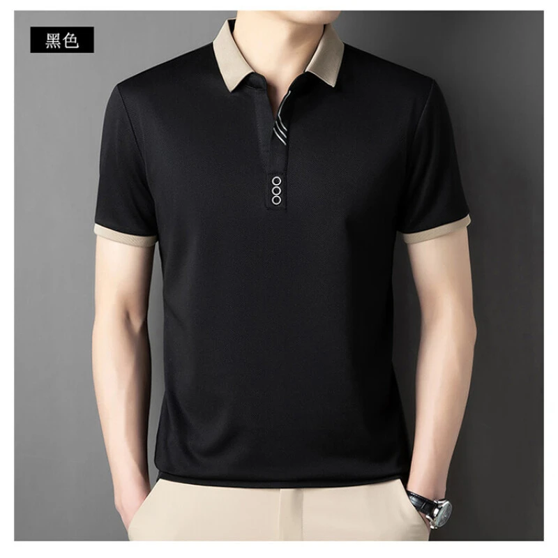 【买一送一棉袜】夏季珠地棉短袖翻领百搭运动男士拼色POLO休闲上衣