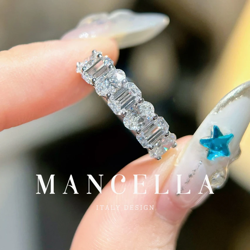 【合成/培育】曼契拉  【2克拉异形培育钻戒】18k金轻奢排钻戒指 K57