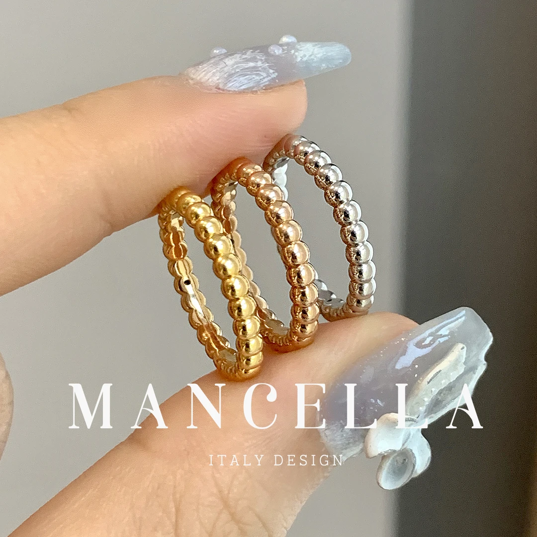 曼契拉 18k金珠珠素戒气质轻奢时尚复古小众简约多退少补ins K73