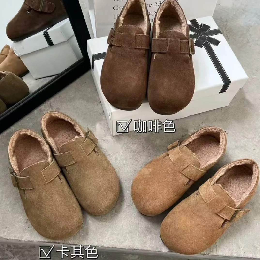 新款真皮加棉博肯鞋冬季巨暖舒适软底女鞋百搭单鞋