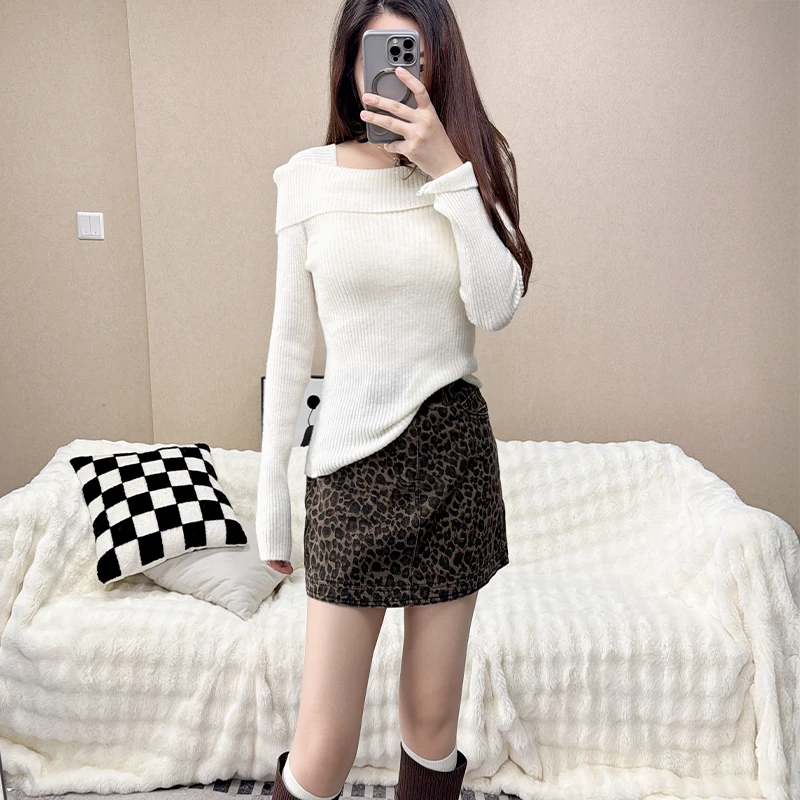 2025年春季新款时尚个性豹纹短裙显瘦高腰百搭半身裙子