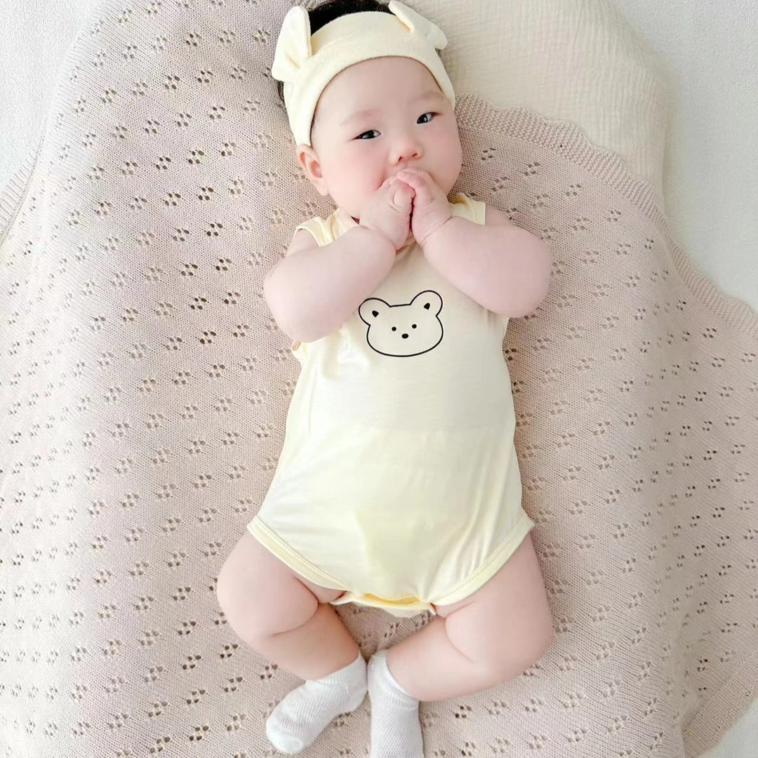 夏季薄款无骨莫代尔新生儿包屁衣男女宝宝三角半背哈衣婴儿包屁衣