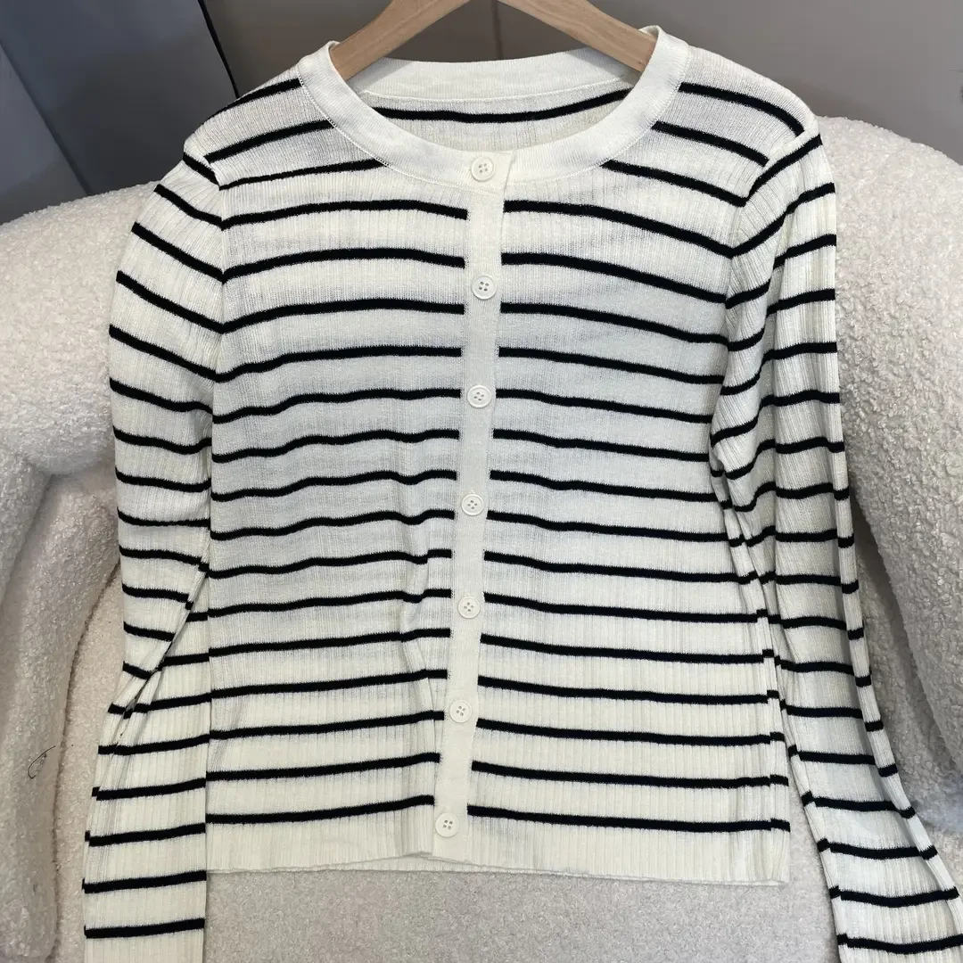 【主播推荐2353】针织衫条纹时尚秋季百搭开衫休闲上衣秋冬新款