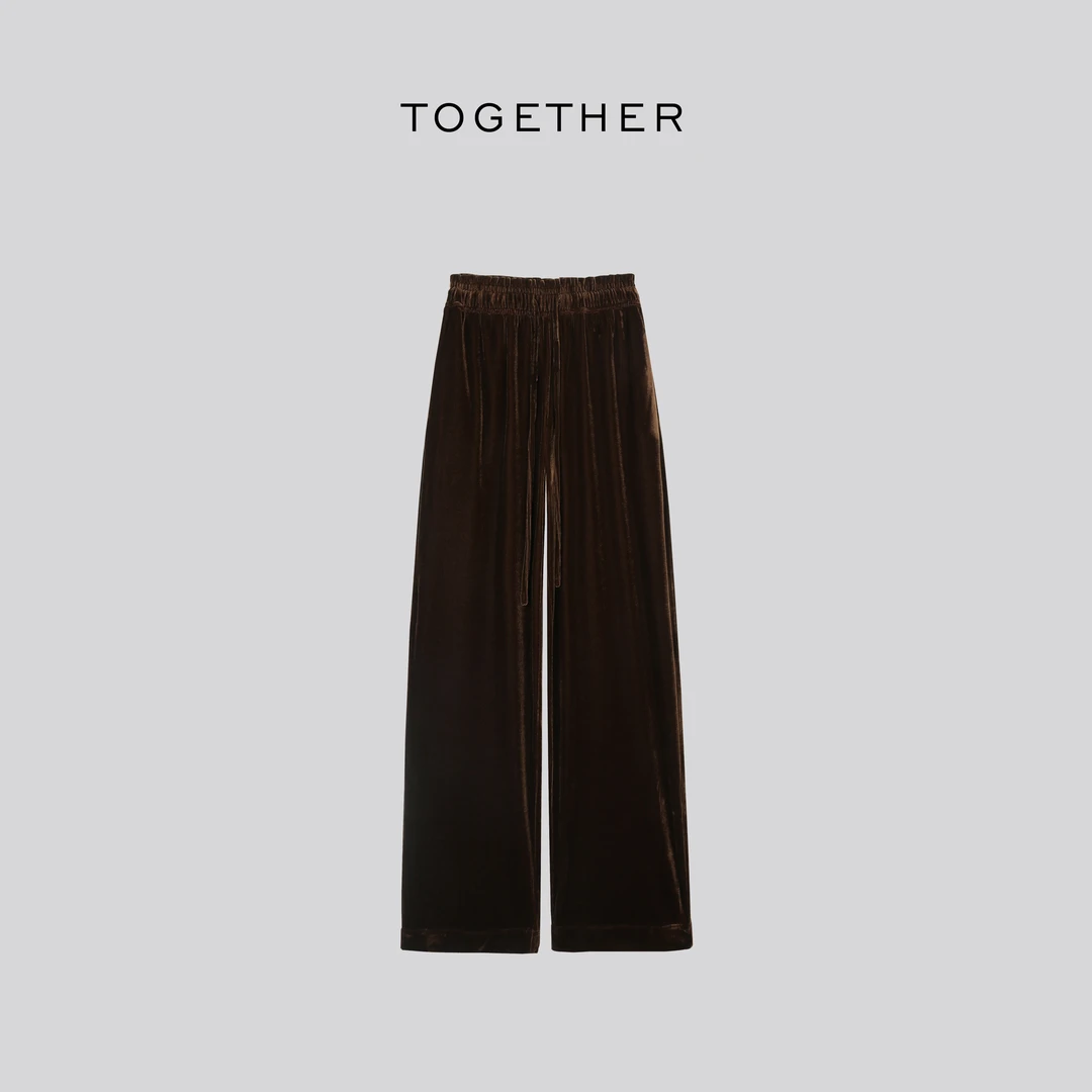 【Together】· 如一 · 弹力松紧腰垂坠感丝绒休闲裤#W1022
