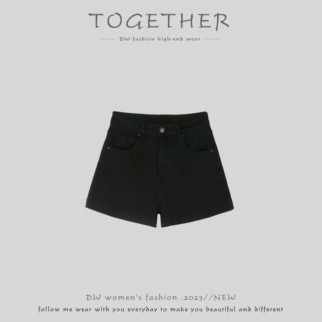 【Together】· 骑士 · 夏季A字高腰四面弹两色二分牛仔短裤 #L2038