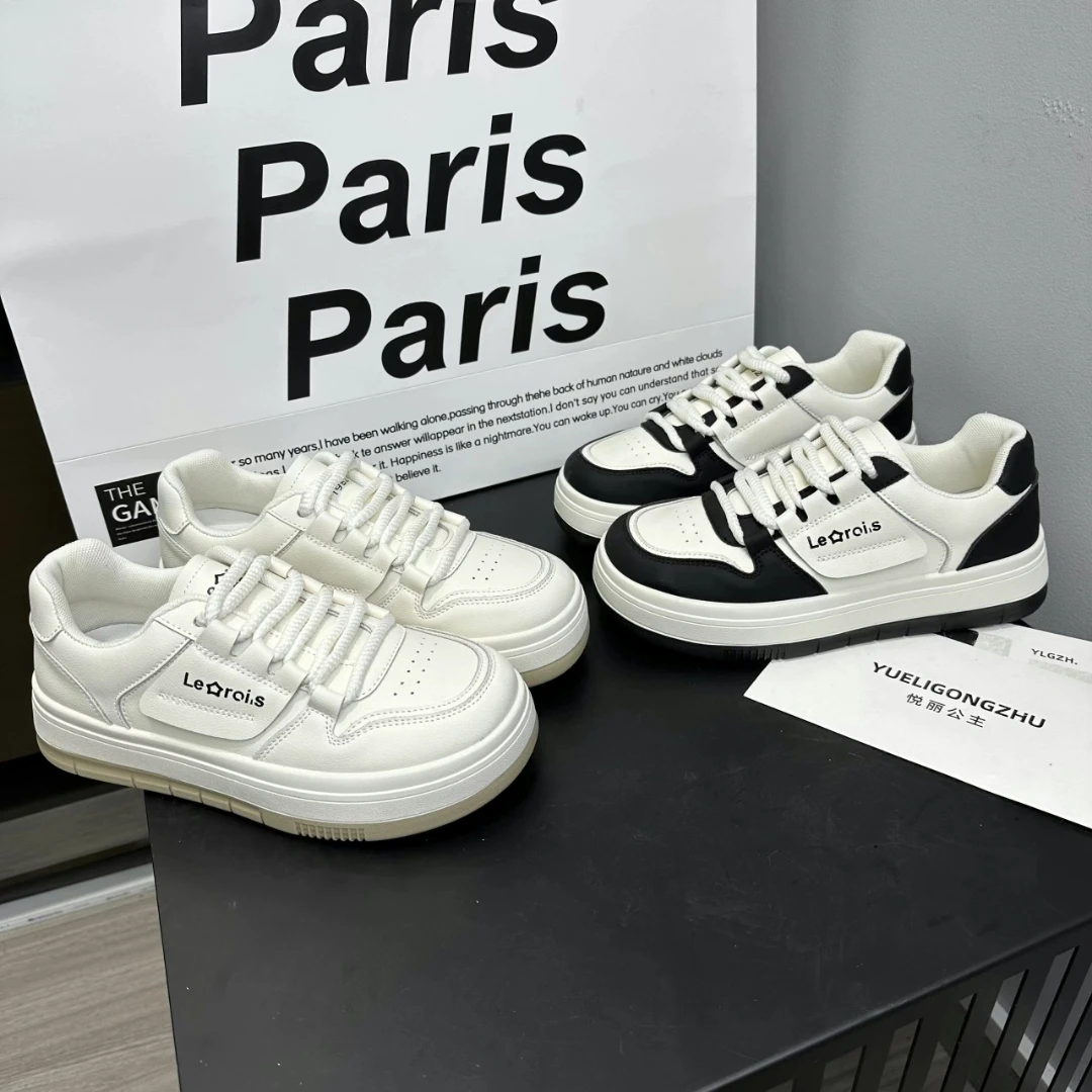 秋季皮面平底小白鞋板鞋