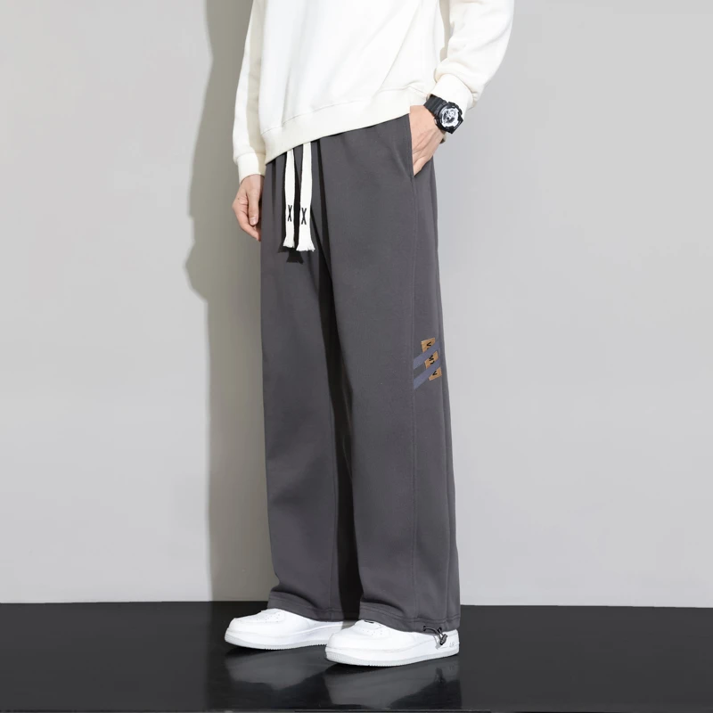 新款运动裤宽松直筒裤潮流秋季休闲胖子加肥加大码男裤显瘦阔腿裤