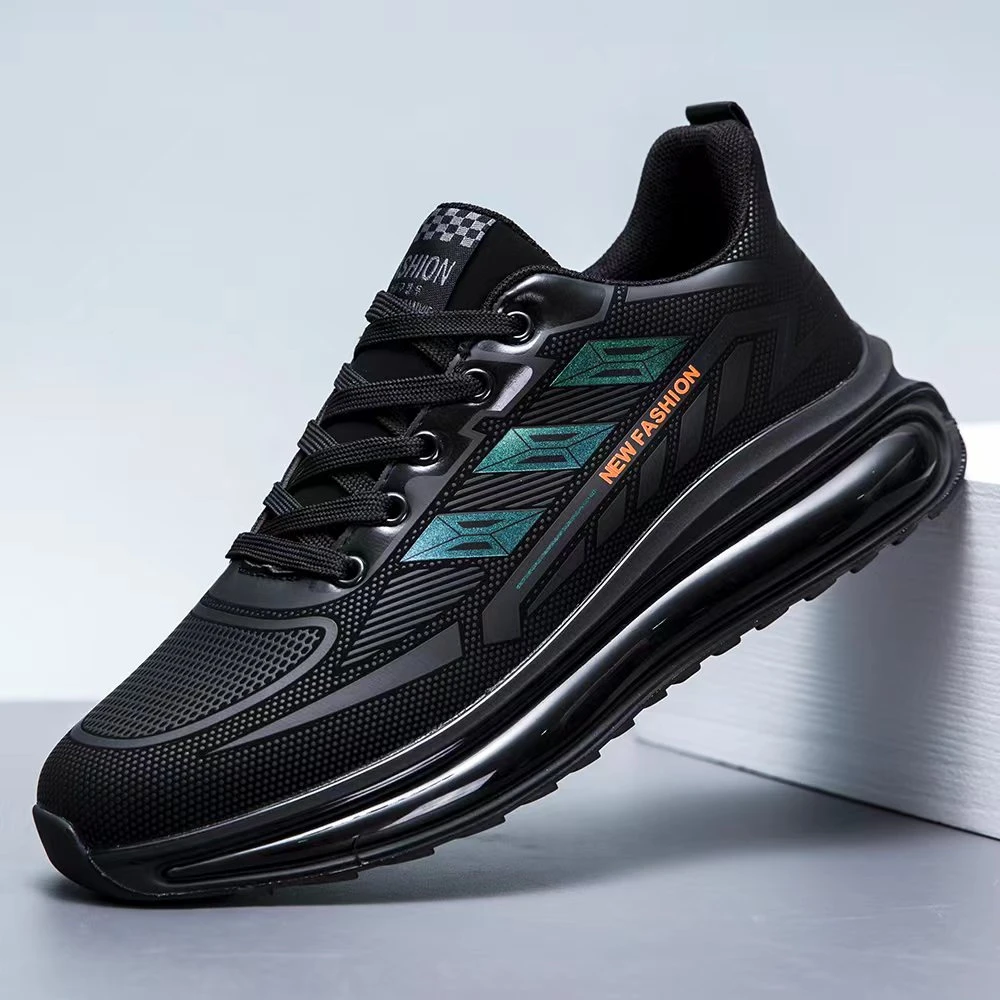 春季新款男士舒适休闲时尚鞋百搭黑色潮鞋轻便防滑防水皮面运动鞋