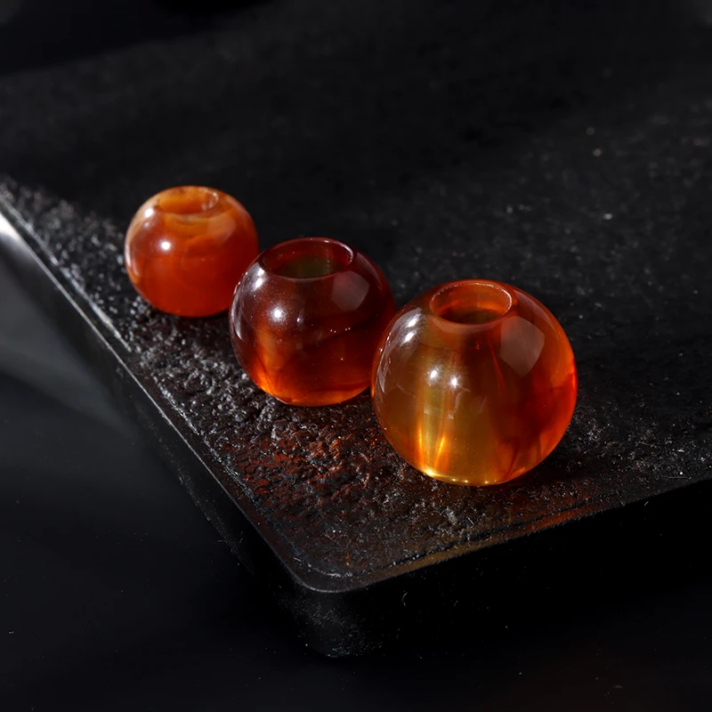 10颗 花纹纽扣串珠diy双色椭圆形亚克力大孔珠扣