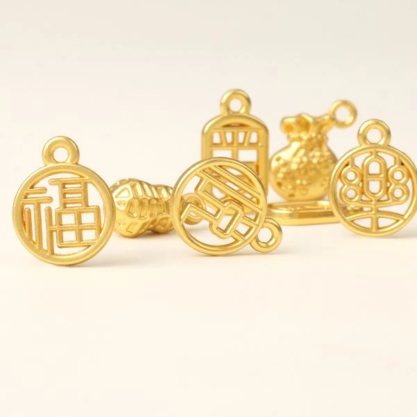 盘扣旗袍古法沙金配件吊坠圈挂件编织手链串隔散珠子套diy