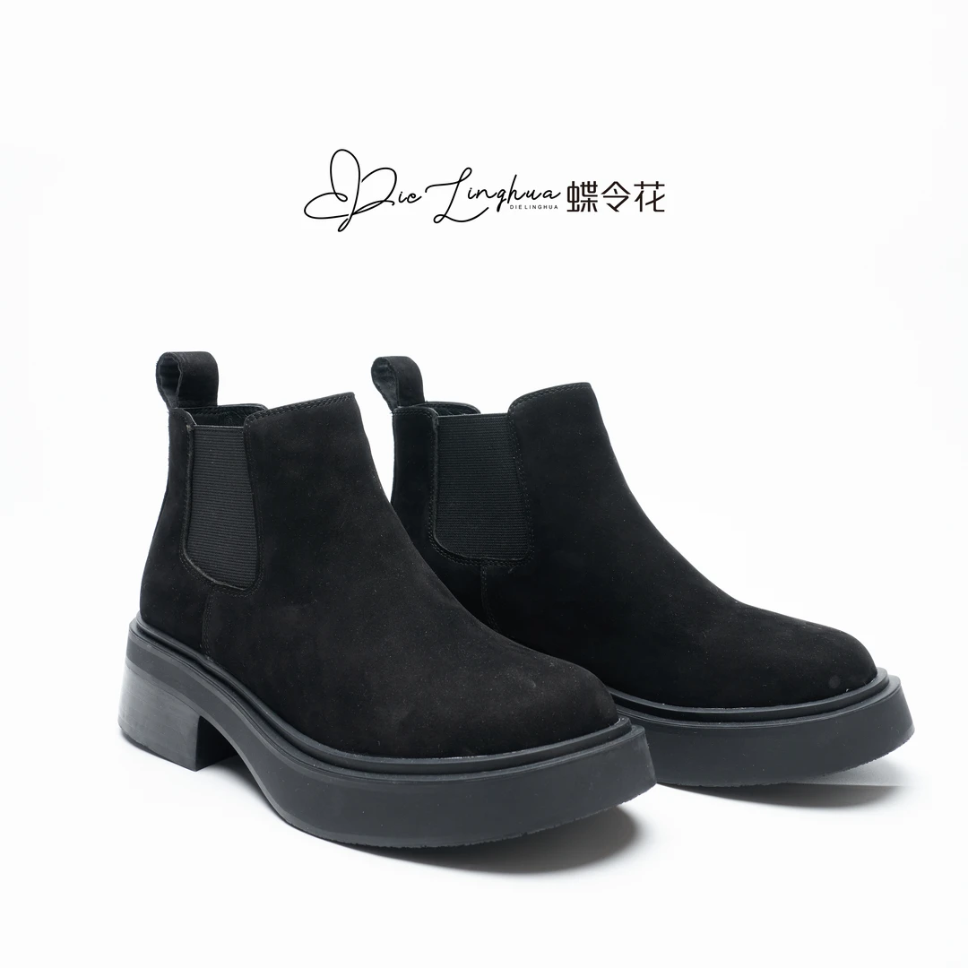 磨砂时尚英伦风靴子女士潮流圆头高帮秋冬马丁靴T98百搭